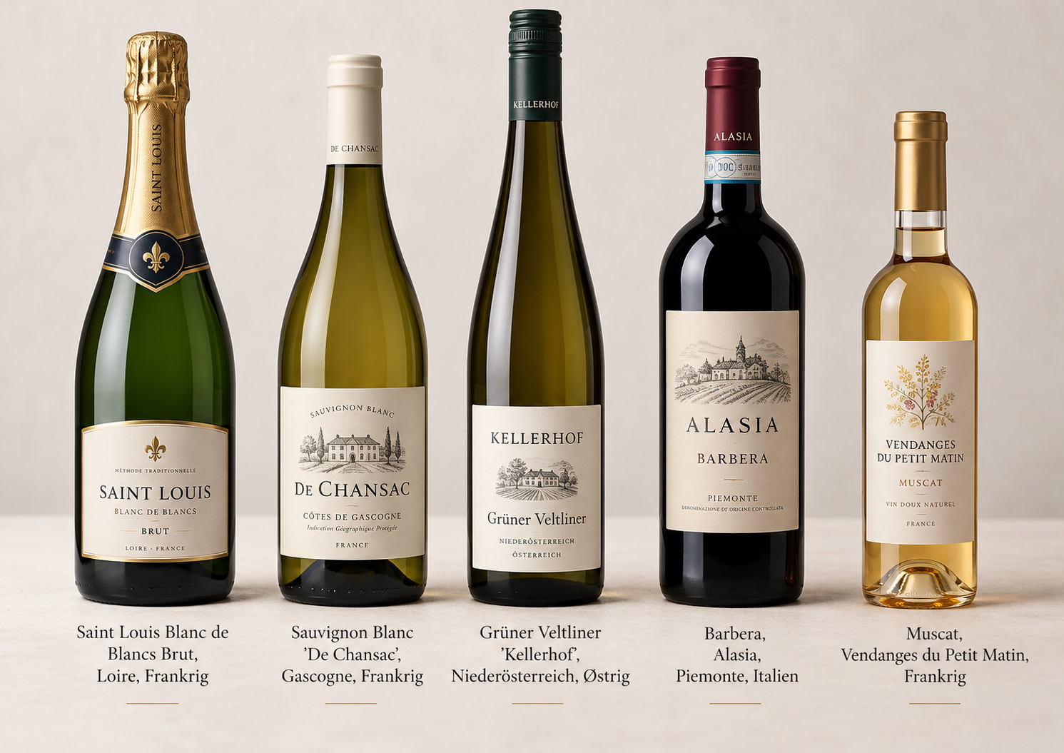 Elegant Vinkatalog med Fem Flasker Nytårsaften - Vinmenu - Billede 1